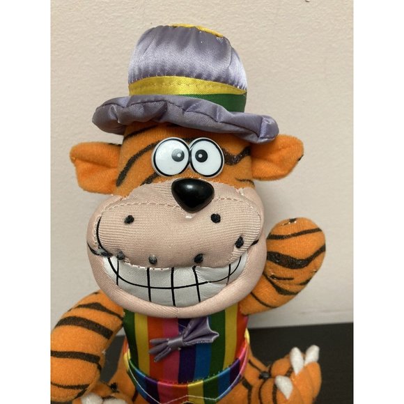 Play By Play 1997 Grinning Tiger Rainbow Shirt Plush Stuffed Animal Toy Vintage - Picture 6 of 10